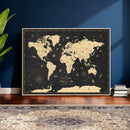 Personalized World Map Wall Art Canvas Print – Custom Push