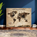 Personalized Framed World Map Wall Art Canvas Print – Custom