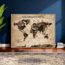 Personalized Framed World Map Wall Art Canvas Print – Custom