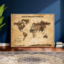 Large World Map Canvas Wall Art – Custom Framed Push Pin