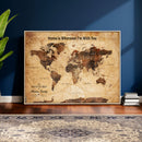 Custom Vintage World Map Canvas Wall Art – Custom Framed