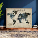 Personalize World Map Canvas Wall Art – Custom Framed Push