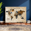 Vintage Custom World Map Canvas Wall Art – Custom Framed