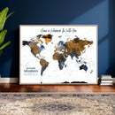 Personalize World Map Canvas Wall Art – Framed Custom Push