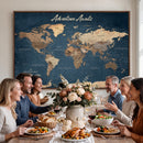 Personalized Vintage Push Pin World Map Canvas Print –