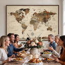 Vintage World Map Wall Art Canvas Print for Living Room,