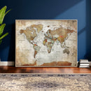 World Map Wall Art Canvas Print, Modern Decorative Framed Map Artwork Prints for Living Room, Office, Bedroom Wall Decor
