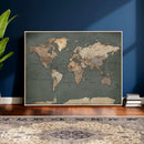 Rustic Black and Wood World Map Canvas Wall Art – Framed by MyGreatCanvas | Canvas Wall Art Prints | Photo Prints & Wall Decor