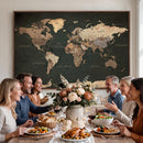 Vintage World Map Canvas Wall Art – Framed Travel Map for