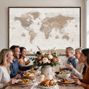 Framed Large World Map Canvas Print for Office Decor