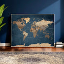 Navy Blue World Map Canvas Print – Framed Travel Map Wall by MyGreatCanvas | Canvas Wall Art Prints | Photo Prints & Wall Decor