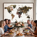Watercolor World Map Print - Large Wall Art Canvas Print for
