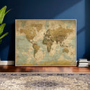 Vintage World Map Wall Art Canvas Print, Detailed World Map