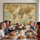 Vintage World Map Wall Art Canvas Print, Detailed World Map