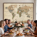 Framed World Map Wall Art for Home and Office Decor