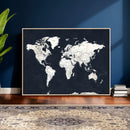Black World Map Wall Art Canvas Print for Home Office and by MyGreatCanvas | Canvas Wall Art Prints | Photo Prints & Wall Decor
