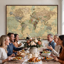 Vintage World Map Wall Art | Ready to Hang and Framed