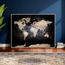 Grunge World Map Wall Art | 3-Panel Large Beige and Brown by MyGreatCanvas | Canvas Wall Art Prints | Photo Prints & Wall Decor