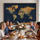 Modern World Map Canvas Print – Framed Detailed Map of the