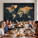 Vintage World Map Canvas Wall Art – Detailed Map with
