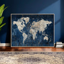 Large Blue World Map Wall Art Canvas Print for Home Office by MyGreatCanvas | Canvas Wall Art Prints | Photo Prints & Wall Decor