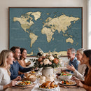 Minimal Vintage World Map Canvas Wall Art Print, Neutral