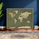 Large World Map Canvas Wall Art Print for Study Room Decor -