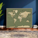 Vintage World Map Canvas Wall Art Print, Classic Global Map