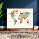 Framed World Map Wall Art Canvas Print for Living Room and by MyGreatCanvas | Canvas Wall Art Prints | Photo Prints & Wall Decor