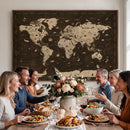 Colorful World Map Canvas Wall Art with Landmarks – Framed