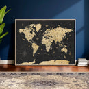 Vintage Blue and Brown World Map Canvas Wall Art – Framed by MyGreatCanvas | Canvas Wall Art Prints | Photo Prints & Wall Decor