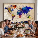 Watercolor World Map Canvas Print – Framed Wall Art for