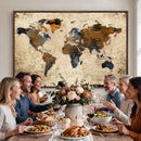 Rustic Watercolor World Map Canvas Wall Art – Framed Travel