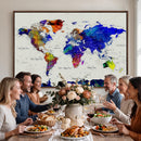 Vintage World Map Canvas Wall Art – Framed Travel Map with