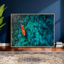 Turquoise Ocean Boat Wall Art Canvas Print by MyGreatCanvas | Canvas Wall Art Prints | Photo Prints & Wall Decor