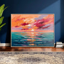 Bold Palette Knife Ocean Sunset Canvas — Orange Pink Teal by MyGreatCanvas | Canvas Wall Art Prints | Photo Prints & Wall Decor