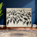 Longhorn Cattle Canvas Wall Art, Black White Stampede Ink by MyGreatCanvas | Canvas Wall Art Prints | Photo Prints & Wall Decor