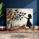 Banksy Butterfly Girl Wall Art Canvas Print, Framed Street by MyGreatCanvas | Canvas Wall Art Prints | Photo Prints & Wall Decor