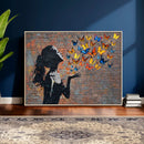 Urban Banksy Butterfly Girl Wall Art Canvas Print, Framed by MyGreatCanvas | Canvas Wall Art Prints | Photo Prints & Wall Decor