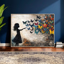 Banksy Butterfly Girl Wall Art Canvas Print, Framed Street by MyGreatCanvas | Canvas Wall Art Prints | Photo Prints & Wall Decor
