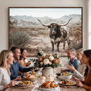 Texas Longhorn Bull Wall Art Canvas Print, Western Farmhouse
