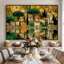 Gustav Klimt Golden Cityscape Wall Art Canvas Print,