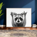 Funny Raccoon Canvas Wall Art, Black White Hands Up Animal Photo Print, Humorous Wildlife Decor, Kids Room Nursery Art, Quirky Animal Gift by MyGreatCanvas | Canvas Wall Art Prints | Photo Prints & Wall Decor