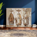 Mexican Folk Art Canvas Wall Art, Charro Poncho Sombrero Painting Print, Neutral Beige Boho Decor, Southwestern Impasto Style, Living Room Art by MyGreatCanvas | Canvas Wall Art Prints | Photo Prints & Wall Decor