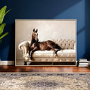 Funny Horse on Sofa Canvas Wall Art, Quirky Horse Lounging Photo Print, Whimsical Animal Decor, Living Room Conversation Art, Horse Lover Gift by MyGreatCanvas | Canvas Wall Art Prints | Photo Prints & Wall Decor