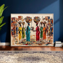African Folk Art Canvas Wall Art, Colorful African Women Village Painting Print, Tribal Ethnic Home Decor, Vibrant African Art, Living Room by MyGreatCanvas | Canvas Wall Art Prints | Photo Prints & Wall Decor