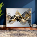 Black and Gold Abstract Wall Art, Modern Wave Canvas Print, Elegant Flowing Smoke Art, Luxury Living Room Decor by MyGreatCanvas | Canvas Wall Art Prints | Photo Prints & Wall Decor