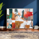 Blue Teal Abstract Canvas Wall Art, Modern Textured Painting Print, Navy Orange White Contemporary Art, Neutral Living Room Decor, Office Art by MyGreatCanvas | Canvas Wall Art Prints | Photo Prints & Wall Decor