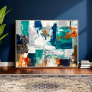 Blue Teal Abstract Canvas Wall Art, Modern Textured Painting Print, Navy Orange White Contemporary Art, Neutral Living Room Decor, Office Art by MyGreatCanvas | Canvas Wall Art Prints | Photo Prints & Wall Decor