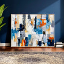 Blue Teal Abstract Canvas Wall Art, Modern Textured Painting Print, Navy Orange White Contemporary Art, Neutral Living Room Decor, Office Art by MyGreatCanvas | Canvas Wall Art Prints | Photo Prints & Wall Decor